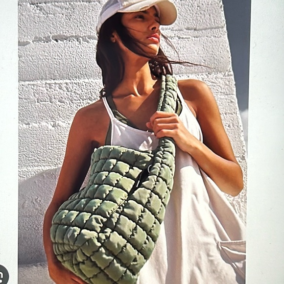 Free People Handbags - NWT Free People Quilted Carryall color washed sage
